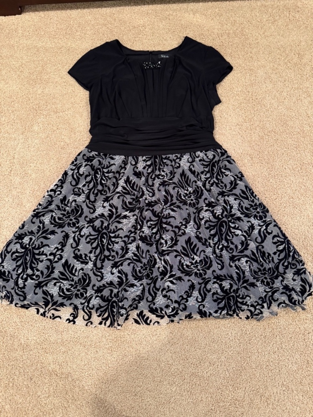 SL Fashions 22W Black Lace Fit & Flare Occasion Dress